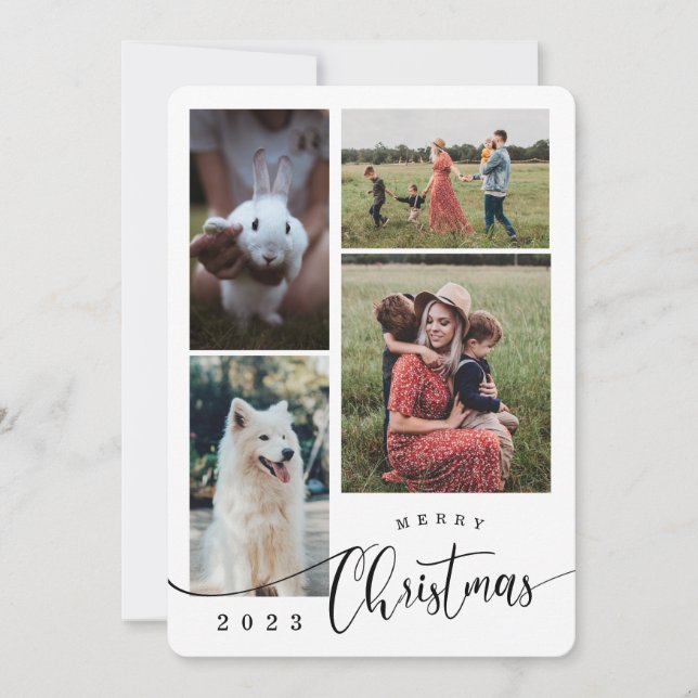 Cartes Pour Fêtes Annuelles Joyeux collage de Noël 4 Photo (Devant)