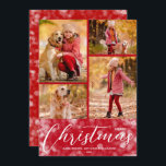 Cartes Pour Fêtes Annuelles Joyeux collage de Noël Rouge multi-photo<br><div class="desc">Téléchargez vos 4 photos préférées sur cette carte photo de Noël qui présente Joyeux Noël et vos noms en lettres blanches chic sur un arrière - plan rouge blanc blanc flou lumières. Sélectionnez Matte pour le papier le plus lourd et High Definition pour une meilleure qualité de photo. PLUS DE...</div>