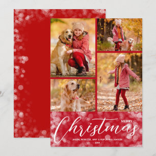 Cartes Pour Fêtes Annuelles Joyeux collage de Noël Rouge multi-photo