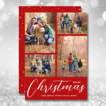 Cartes Pour Fêtes Annuelles Joyeux collage de Noël Rouge multi-photo<br><div class="desc">Téléchargez vos 4 photos préférées sur cette carte photo de Noël qui présente Joyeux Noël et vos noms en lettres blanches chic sur un arrière - plan rouge. Sélectionnez Matte pour le papier le plus lourd et High Definition pour une meilleure qualité de photo. PLUS DE COULEURS faites pour vous...</div>