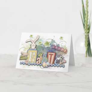 Cartes Pour Fêtes Annuelles Joyeux Collage de Printemps de Pâques