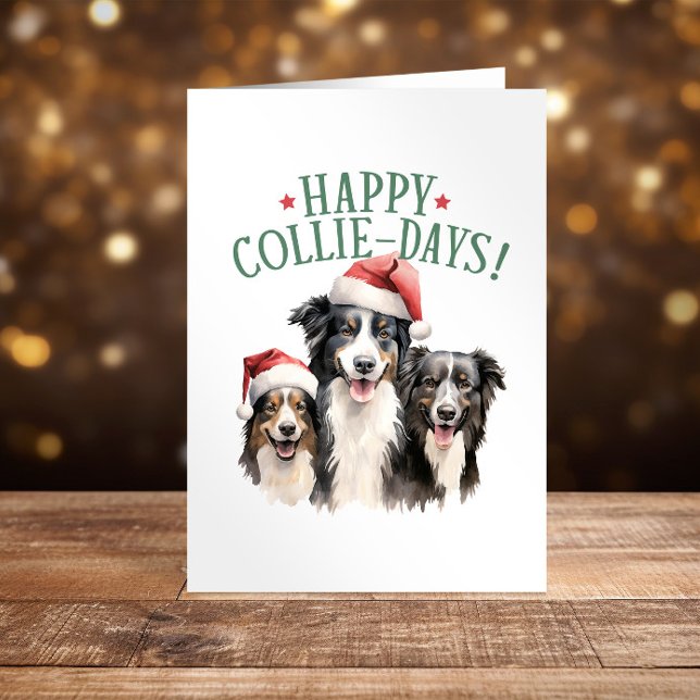 Cartes Pour Fêtes Annuelles Joyeux Collie-Days Collies chien Noël drôle (Créateur téléchargé)