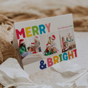 Cartes Pour Fêtes Annuelles Joyeux coloré et brillant plié trois photos