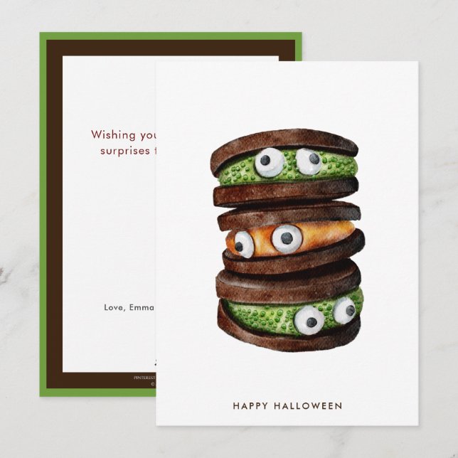 Cartes Pour Fêtes Annuelles Joyeux Cookie Halloween (Devant / Derrière)