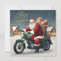 Joyeux Cool de Noël Vintage Père Noël sur moto