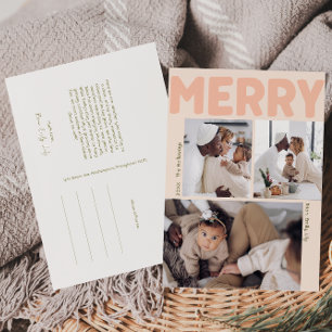 Cartes Pour Fêtes Annuelles Joyeux Corail Moderne Année En Revue Vertical 3 Ph