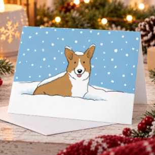 Cartes Pour Fêtes Annuelles Joyeux corgi de neige d'hiver Chien mignon de No