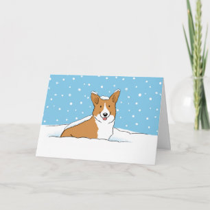 Cartes Pour Fêtes Annuelles Joyeux Corgi de neige hivernale Noël aux mignons