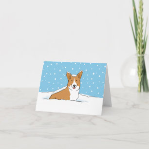 Cartes Pour Fêtes Annuelles Joyeux Corgi de neige hivernale   Noël aux mignons