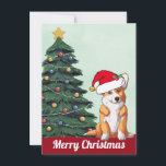 Cartes Pour Fêtes Annuelles Joyeux Corgi de Noël avec queue Santa Hat Mignonne<br><div class="desc">Ce beau chien de Pembroke Welsh Corgi a la tête inclinée à l'intérieur d'un mignon casquette du Père Noël. Le chiot est assis devant un joli sapin de Noël orné de décorations colorées. Joyeux Noël est écrit sur le devant en joli cursive sur cette carte de vacances propriétaire animal avec...</div>