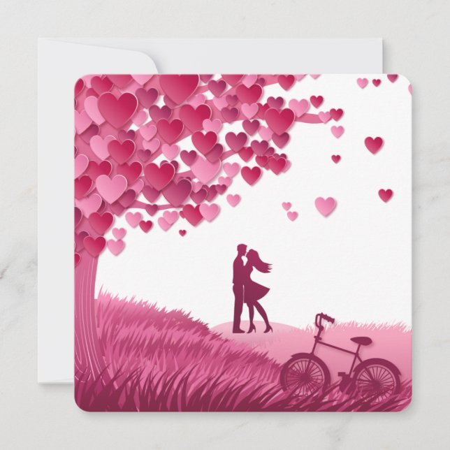 Cartes Pour Fêtes Annuelles Joyeux Couple de la Saint Valentin sous un arbre c (Devant)