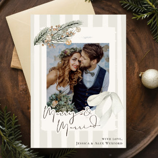 Cartes Pour Fêtes Annuelles Joyeux Couple Marié Photo Noël