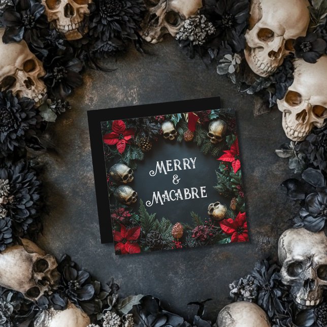Cartes Pour Fêtes Annuelles Joyeux crâne Macabre couronne Goth Noël (Créateur téléchargé)