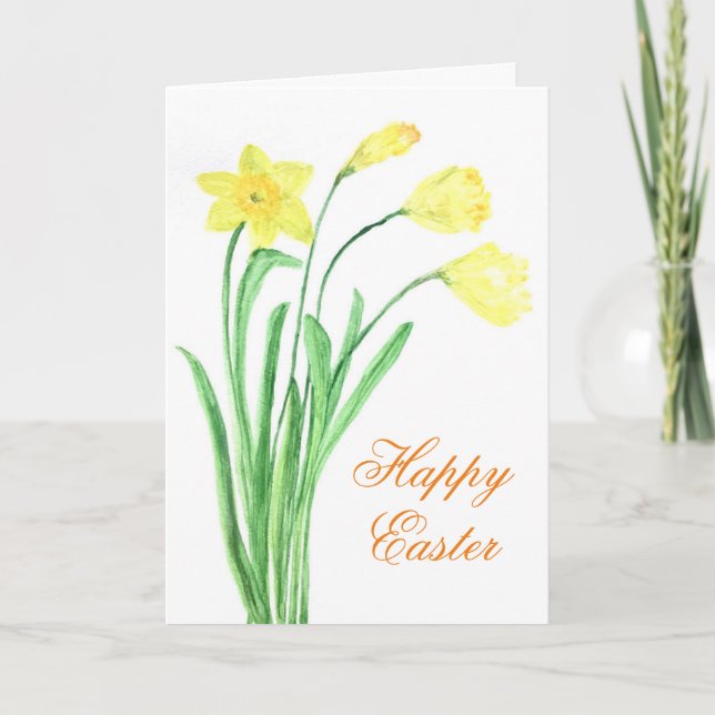 Cartes Pour Fêtes Annuelles Joyeux Daffodil de Pâques Jaune Floral mignonne (Devant)