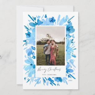 Cartes Pour Fêtes Annuelles Joyeux décor de Noël bleu abstrait