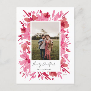 Cartes Pour Fêtes Annuelles Joyeux design de Noël abstrait à fleurs rouges