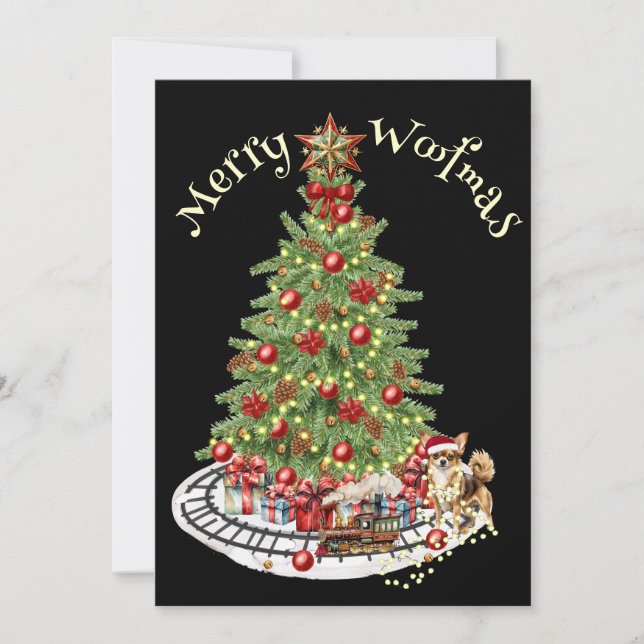 Cartes Pour Fêtes Annuelles Joyeux dessin de chien de Woofmas - Chihuahua (Devant)