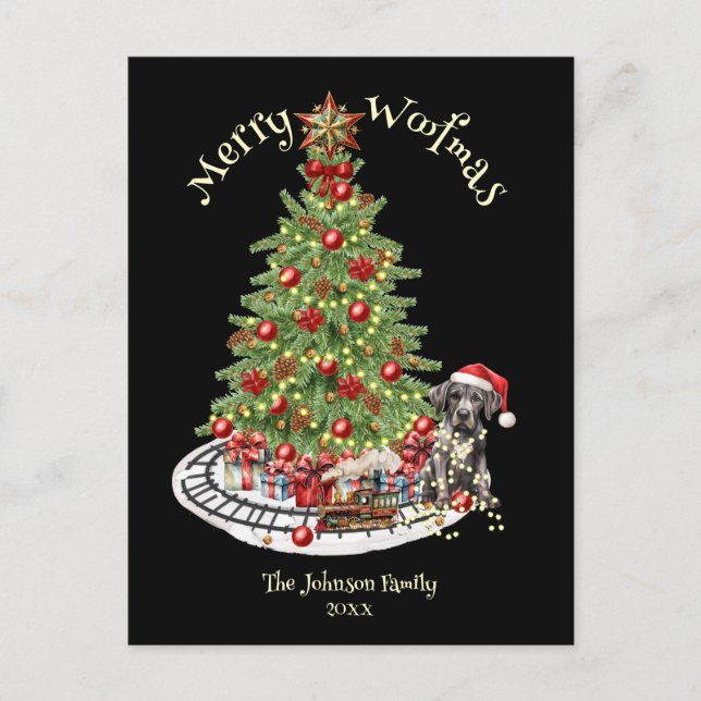 Cartes Pour Fêtes Annuelles Joyeux dessin de chien Woofmas - Grand Danse (Devant)