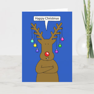 Cartes Pour Fêtes Annuelles Joyeux dessin de Noël Talking Reindeer