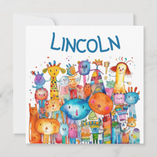 Cartes Pour Fêtes Annuelles Joyeux dessin pour enfants Animaux de ferme