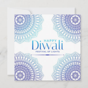 Cartes Pour Fêtes Annuelles Joyeux Diwali Blue White Mandala Festival de la lu