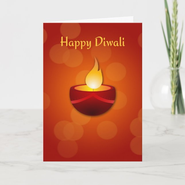 Cartes Pour Fêtes Annuelles Joyeux Diwali, bougie rouge (Devant)