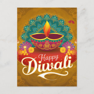 Cartes Pour Fêtes Annuelles Joyeux Diwali Colorful Diya Festival de la lumière