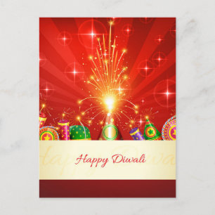 Cartes Pour Fêtes Annuelles Joyeux Diwali Diya Firework Festival de la lumière