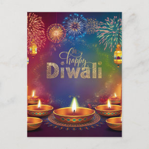 Cartes Pour Fêtes Annuelles Joyeux Diwali Firework Diya Festival de la lumière