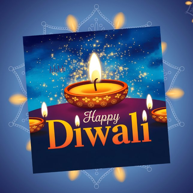 Cartes Pour Fêtes Annuelles Joyeux Diwali illuminant Diya Festival de la lumiè (Créateur téléchargé)