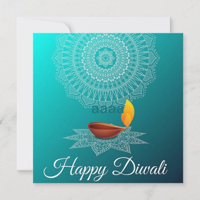 Cartes Pour Fêtes Annuelles Joyeux Diwali Mandala Diya Festival du bleu clair (Devant)