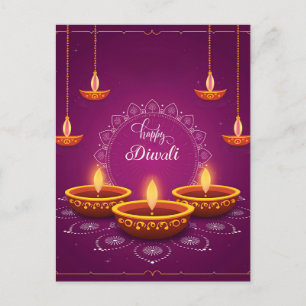 Cartes Pour Fêtes Annuelles Joyeux Diwali Rangoli Diya Festival de lumière vio
