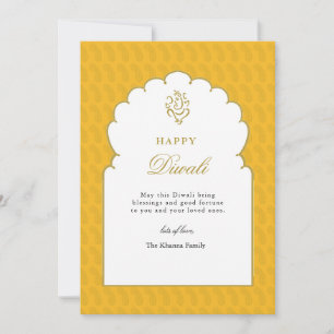 Cartes Pour Fêtes Annuelles Joyeux Diwali Salutation Ganesh or jaune