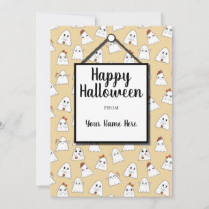 Cartes Pour Fêtes Annuelles Joyeux Doodle Halloween Ghosts Motif Holiday Card