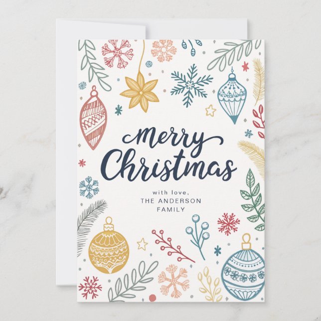 Cartes Pour Fêtes Annuelles Joyeux Doodles en encre de Noël non photo (Devant)