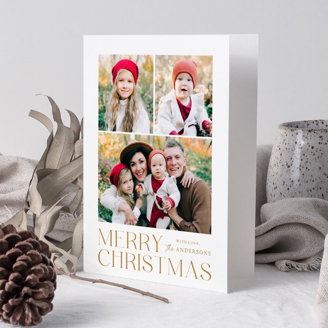 Cartes Pour Fêtes Annuelles Joyeux d'or moderne Noël 7 Photo Collage (Créateur téléchargé)