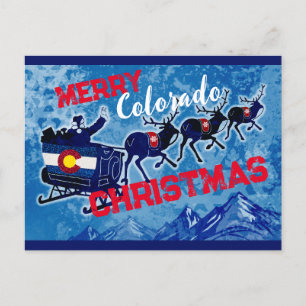 Cartes Pour Fêtes Annuelles Joyeux drapeau de parties scintillant Colorado Noë
