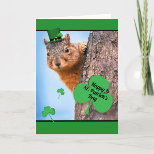 Cartes Pour Fêtes Annuelles Joyeux écureuil de la Saint Patrick en Humour Casq