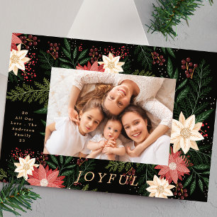Cartes Pour Fêtes Annuelles Joyeux Elégante Poinsettia Splendor de Noël