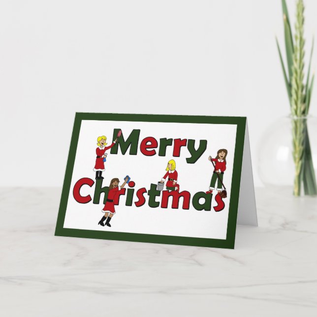 Cartes Pour Fêtes Annuelles Joyeux employé du service de servante de Noël (Devant)