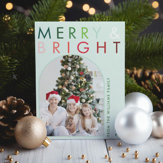 Cartes Pour Fêtes Annuelles Joyeux et arche de Noël moderne multicolore