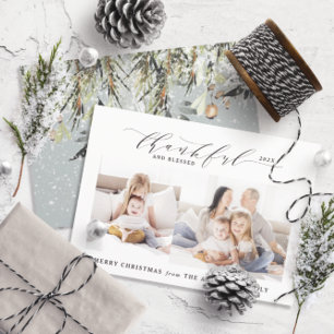 Cartes Pour Fêtes Annuelles Joyeux et béni Noël de la photo
