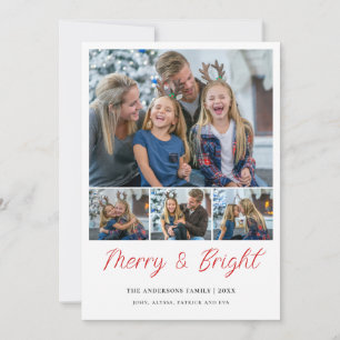 Cartes Pour Fêtes Annuelles Joyeux et brillant 4 photos collage Famille Noël
