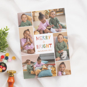Cartes Pour Fêtes Annuelles Joyeux et brillant 6 Photo Collage Noël