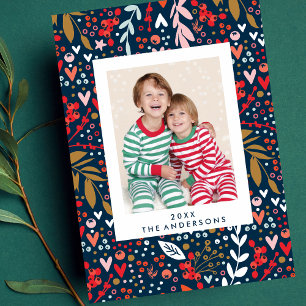 Cartes Pour Fêtes Annuelles Joyeux et brillant botanique de la Marine Photo de