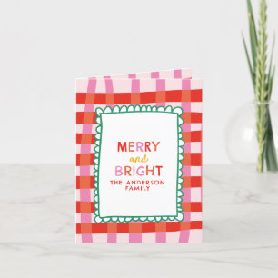 Cartes Pour Fêtes Annuelles Joyeux et brillant Coloré En vichy nom personnalis