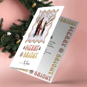 Cartes Pour Fêtes Annuelles Joyeux et brillant coloré Retro Fun Photo Noël