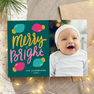 Cartes Pour Fêtes Annuelles Joyeux et brillant couleurs lumières de Noël Photo