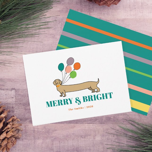 Cartes Pour Fêtes Annuelles Joyeux et brillant Dachshund Chien Noël (Créateur téléchargé)