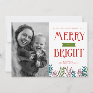Cartes Pour Fêtes Annuelles Joyeux et brillant Fêtes Photocard Salutations